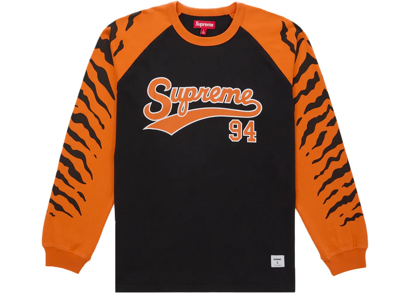 Мужская футболка с длинным рукавом реглан с принтом Tiger Supreme, Black