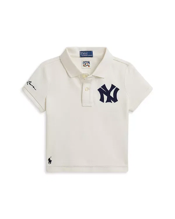 Детское поло для девочек с принтом Yankees Polo Shirt Ralph Lauren, белый