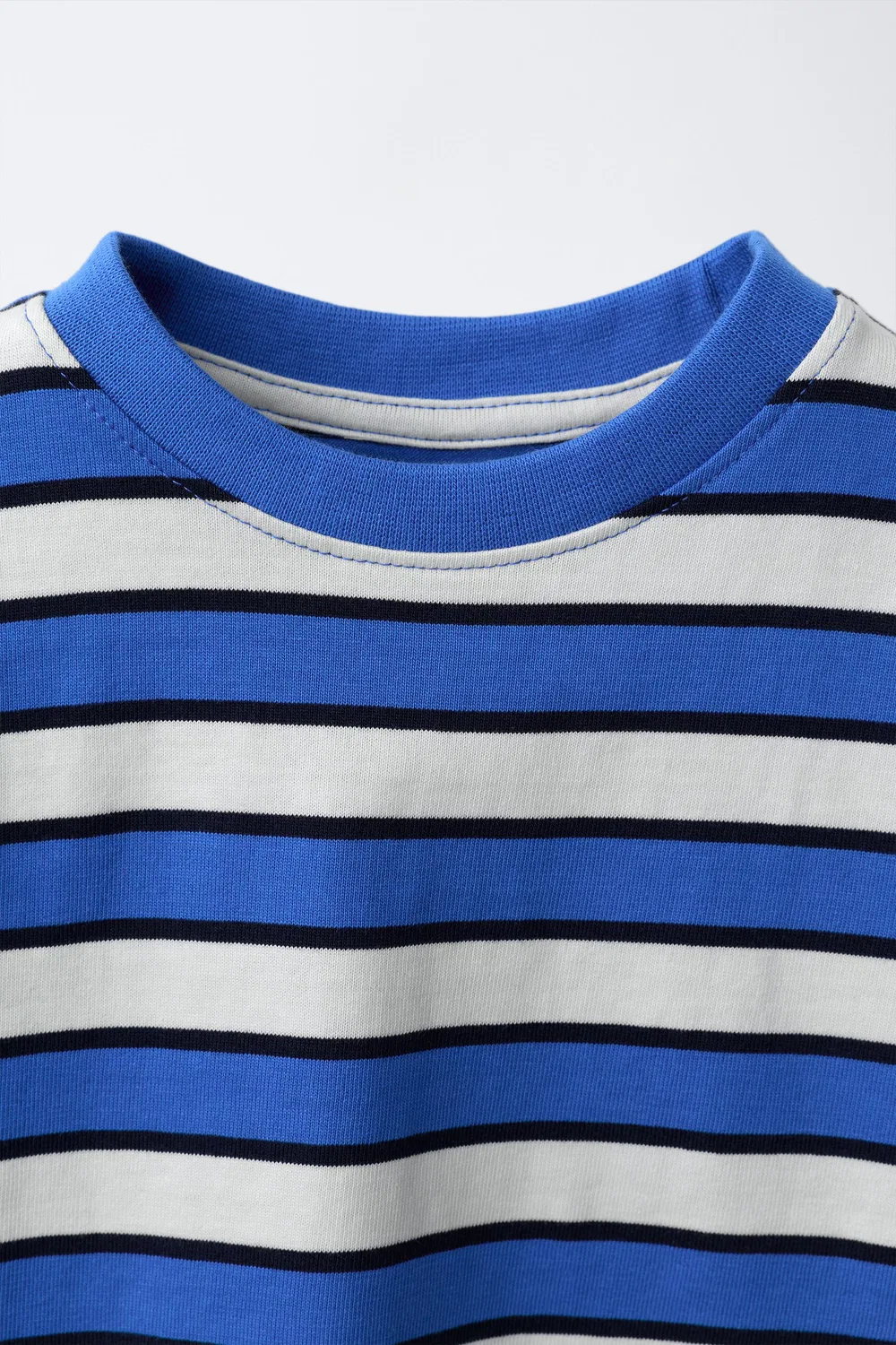 Полосатая футболка ZARA, Ecru/Blue — фото 3