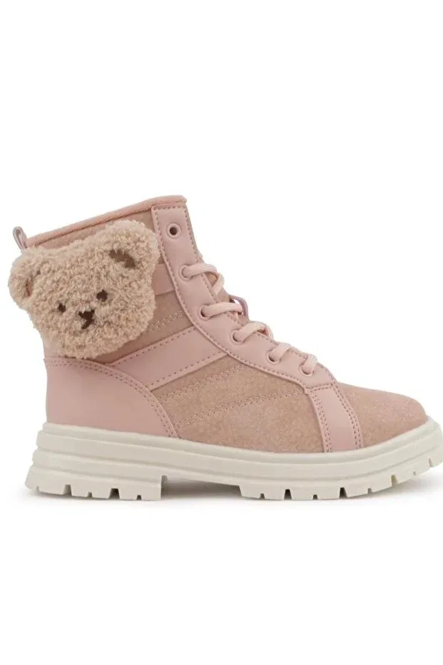 Детские ботинки для девочек с коротким каблуком Luno flt girls' plush teddy bear boots Cool, Pink
