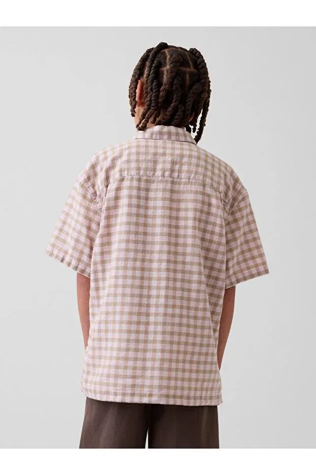 Детская рубашка для мальчиков льняная Gap, Light Brown — фото 3