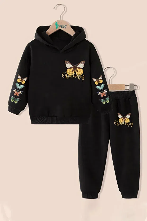 Детский спортивный комплект для девочек с принтом Cactus baby butterfly butterfly track suit Cactus Collection, Black