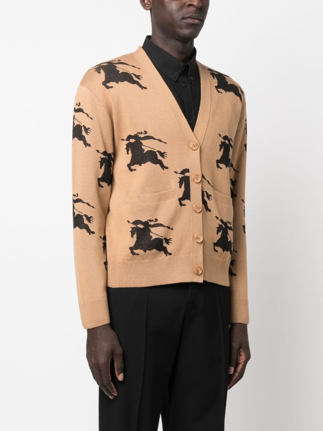 Кардиган Burberry EKD Cotton Silk, с вышивкой, бежевый — фото 3