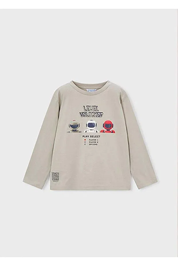 Детская футболка для мальчиков с длинным рукавом Summer Boys' Long Sleeve Printed Tshirt Mayoral, Beige — фото 3