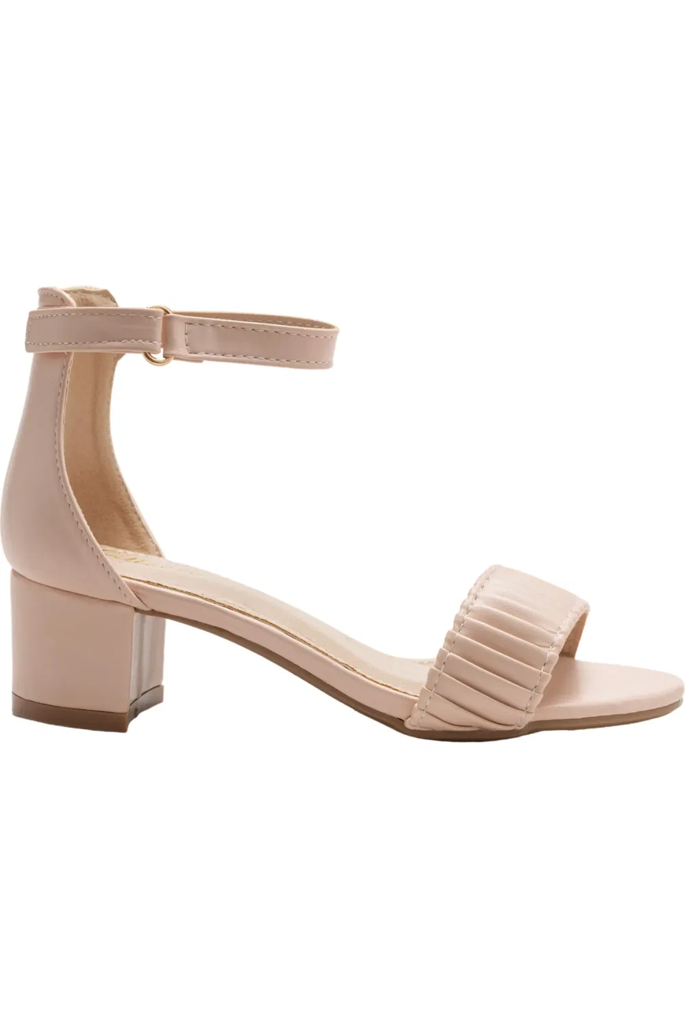 Детские сандалии на каблуке-столбике с ремешком Pleated Lined Band Block Heels Tulleen, розовый — фото 2