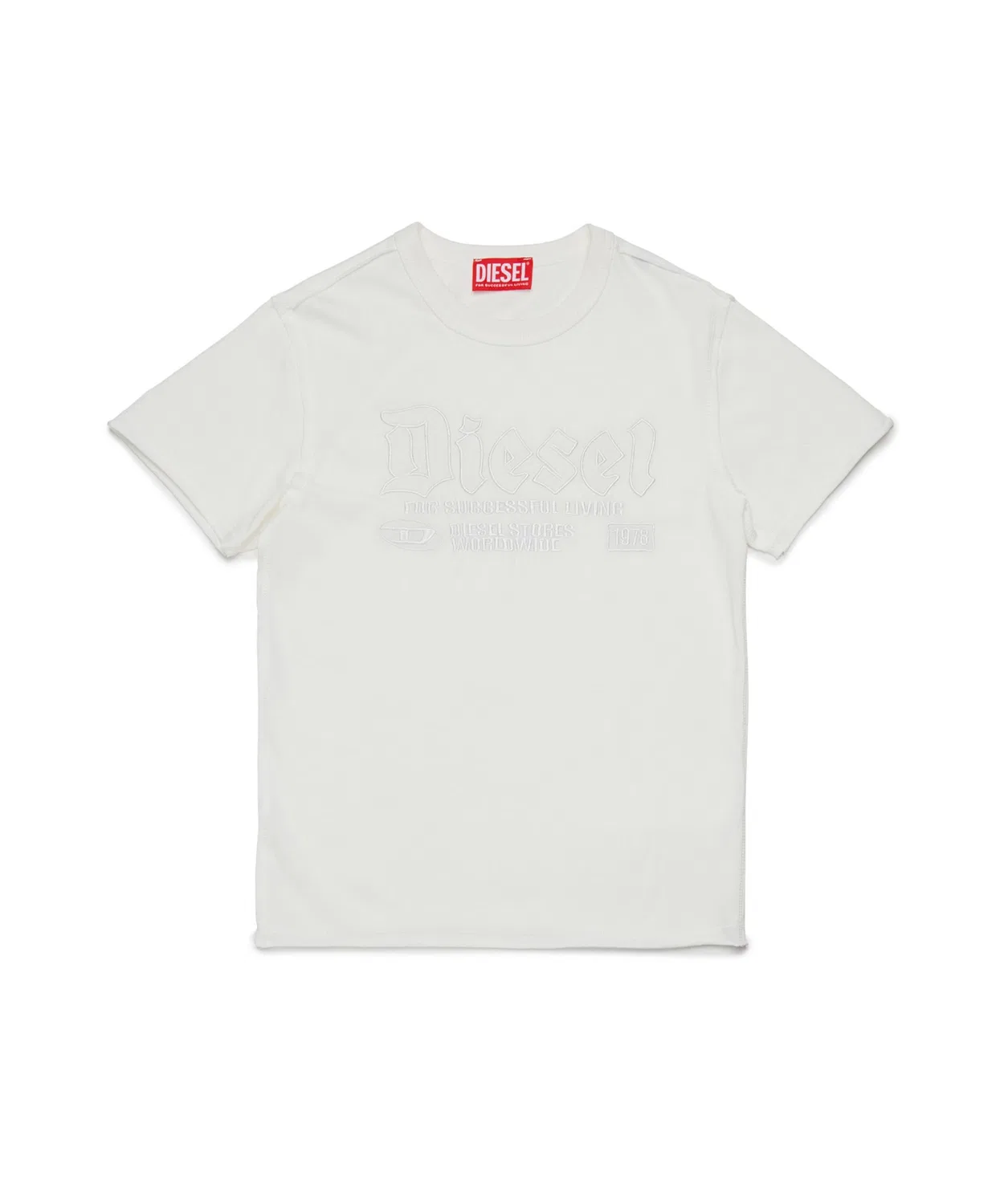 Детская футболка с коротким рукавом, логотипом, модель Brand Logo Patch Wash DIESEL KIDS, White