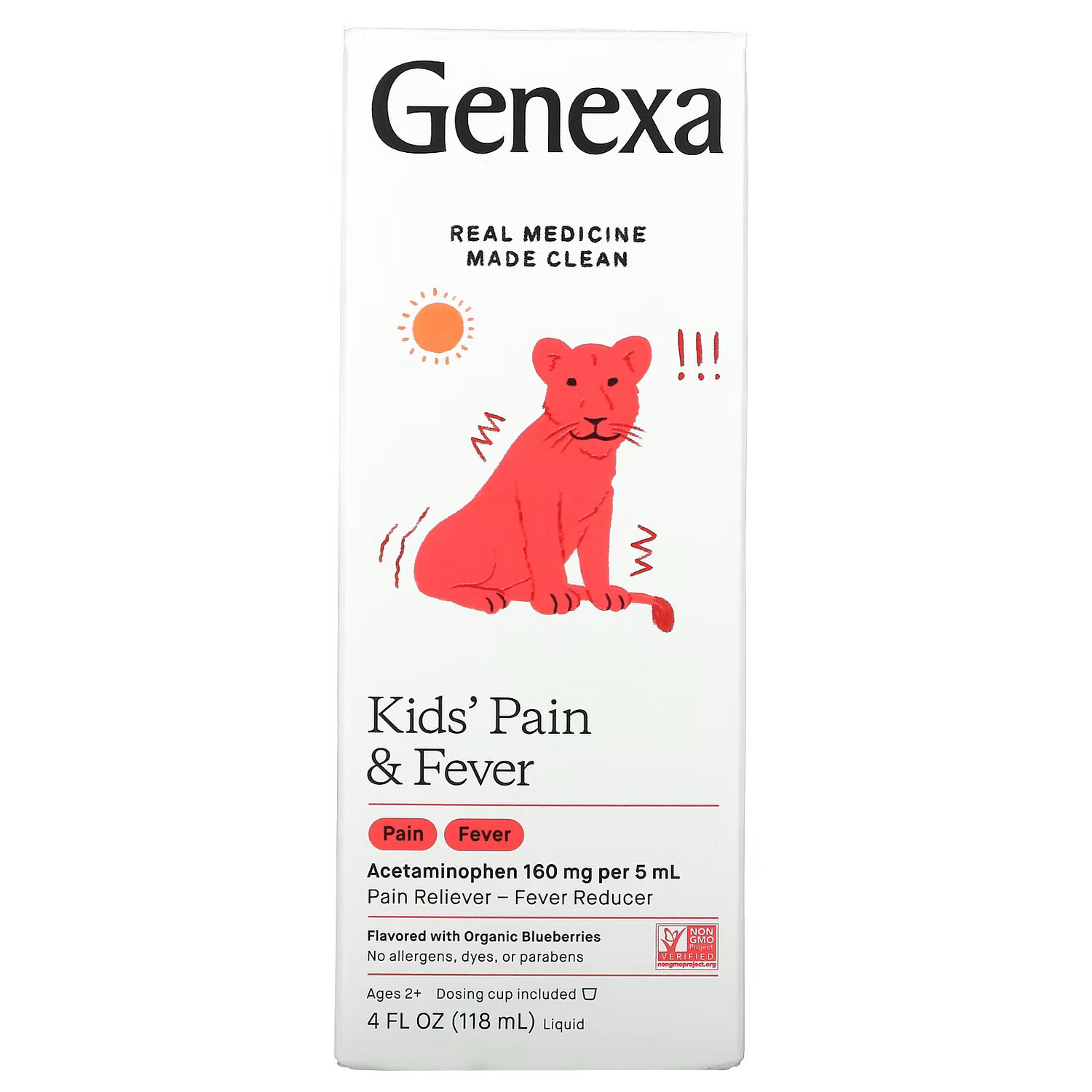 

Genexa, Kid's Pain & Fever, для детей от 2 лет, органическая голубика, 118 мл (4 жидк. Унции)