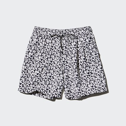 

Шорты Uniqlo AIRism Easy Helsinki Leaves, черный