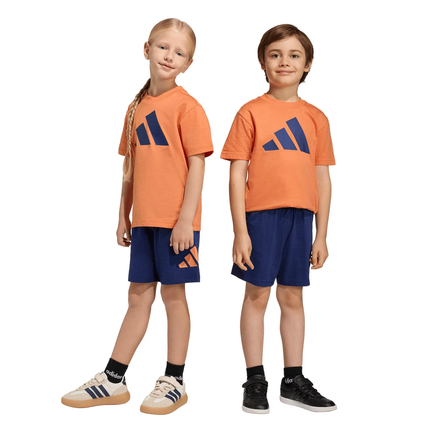 Детский комплект из футболки и шорт с принтом LK BL T-SET Adidas, Mango Navyblau Orange — фото 2