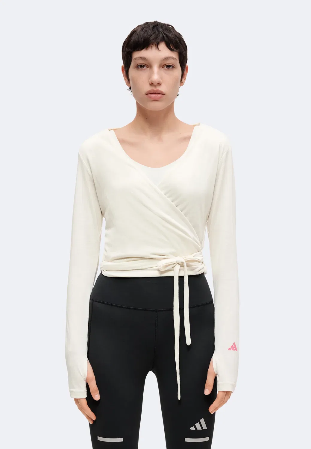 3 stripes studio soft ballet wrap - long sleeves top Adidas Performance, Chalk White/Pink Fusion