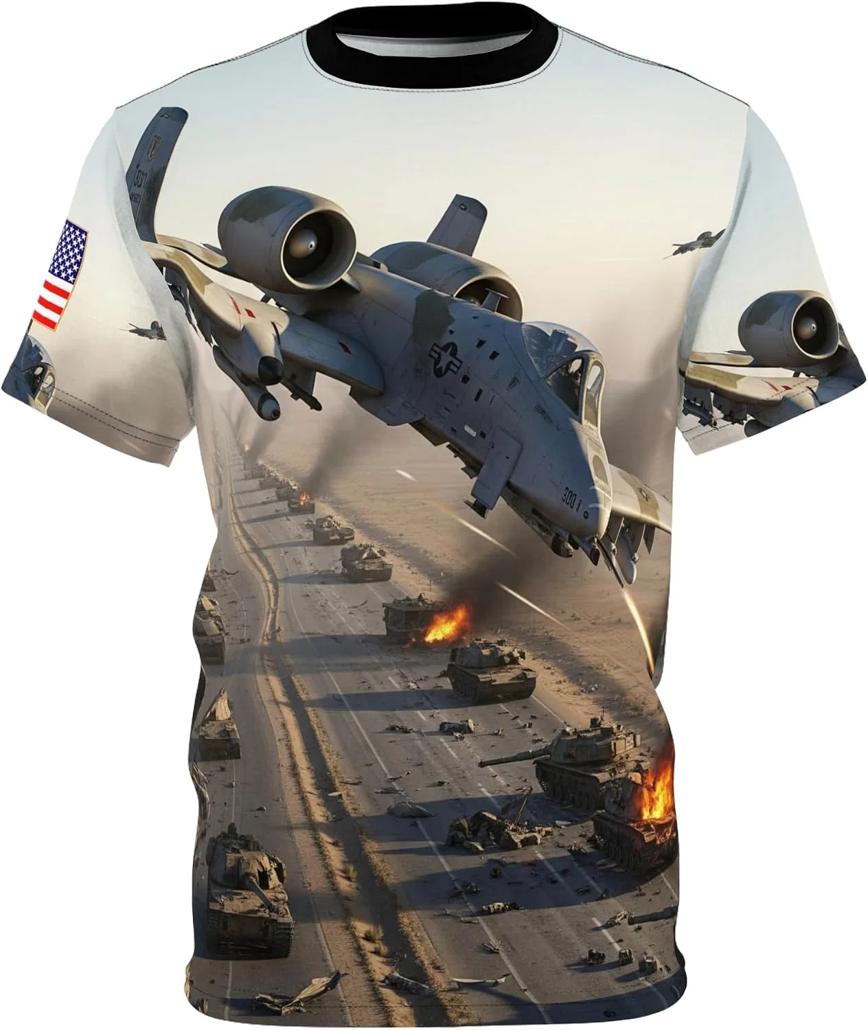 Футболка с принтом Highway of Death A-10 Attack Gulf War, Black Stitching