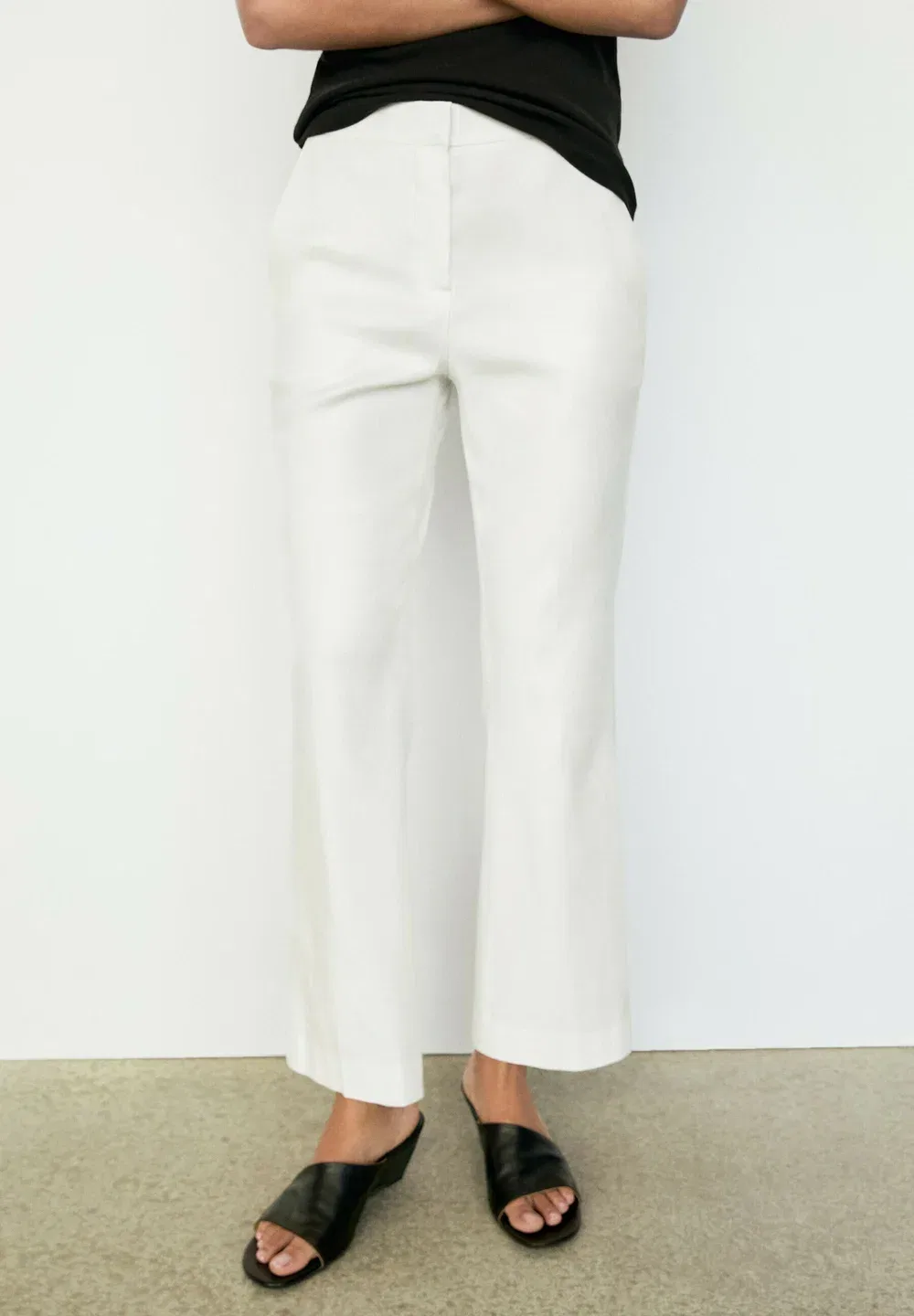 Льняные брюки-клеш Massimo Dutti, White