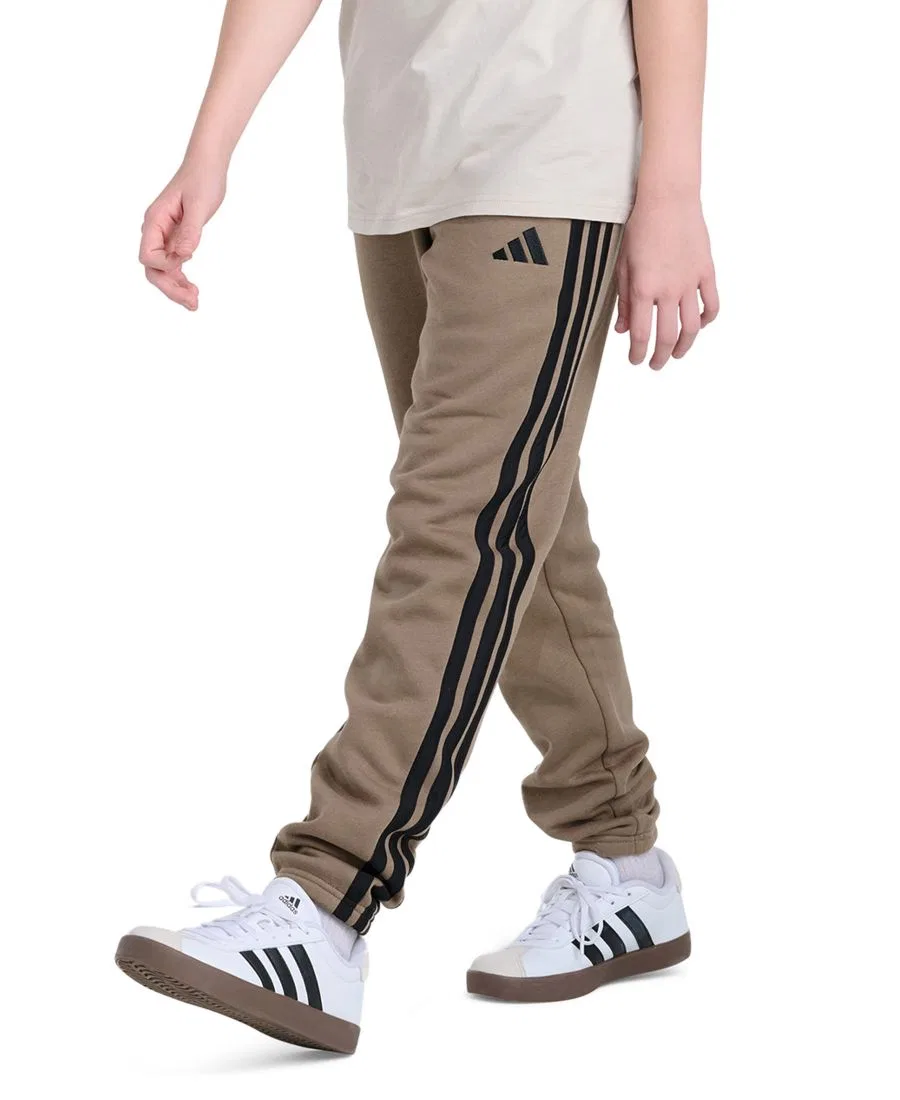Детские спортивные брюки из футера с манжетами, модель 3-Stripes adidas, Khaki Six