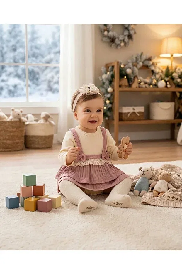 Детский комплект для девочек с принтом Miniborn, Pink — фото 2