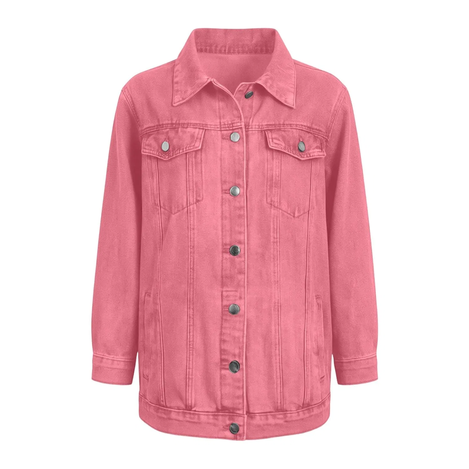 Женский джинсовый жилет без рукавов Mid Long Jean Gilet, Rosa — фото 4