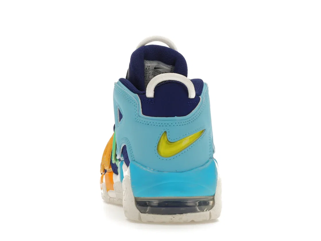 Детские кроссовки с принтом Nike Air More Uptempo Nike, Deep Royal Blue/Baltic Blue/Electric Algae/Opti Yellow — фото 4