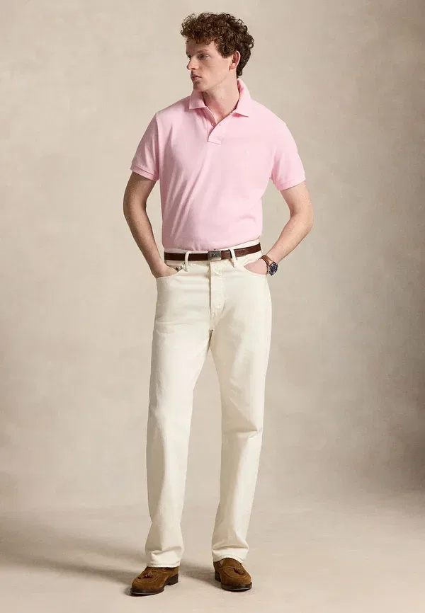 Поло хлопковое Slim fit polo shirt Polo Ralph Lauren, Bath Pink, розовый — фото 2