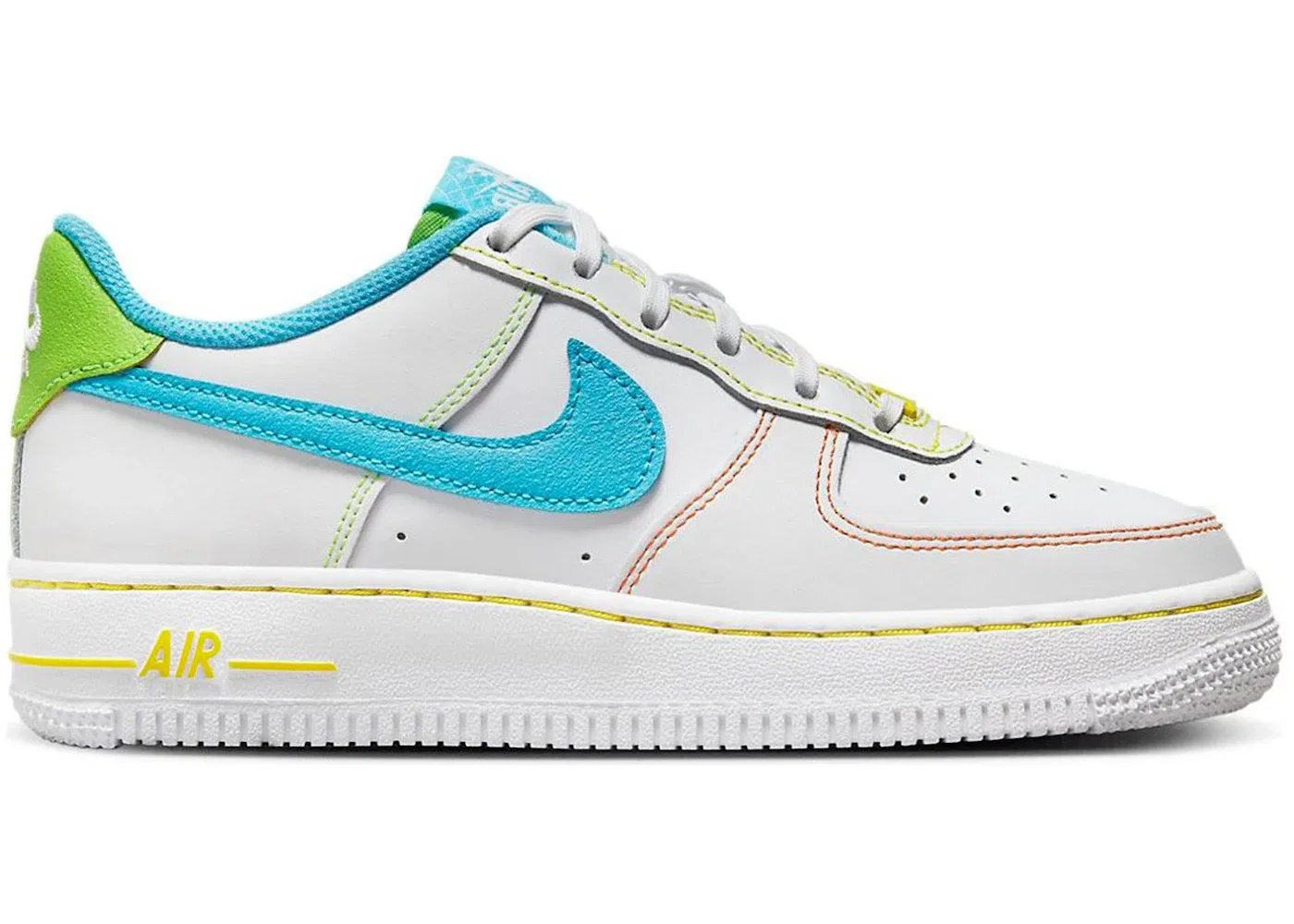 Детские кроссовки Lifestyle Nike Nike Air Force 1 Low, White/Action Green/Opti Yellow/Baltic Blue