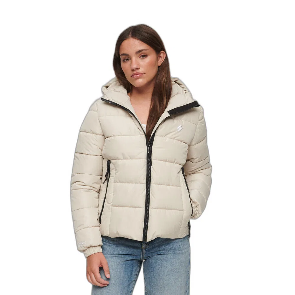 Женская утепленная куртка с капюшоном Superdry, Weiß — фото 3
