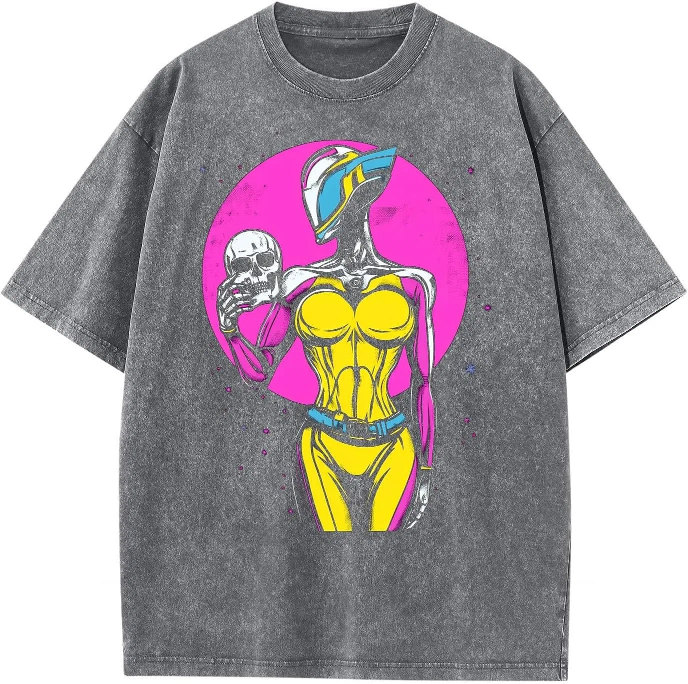 Мужская футболка оверсайз с 3D-принтом Vintage Washed, Grey