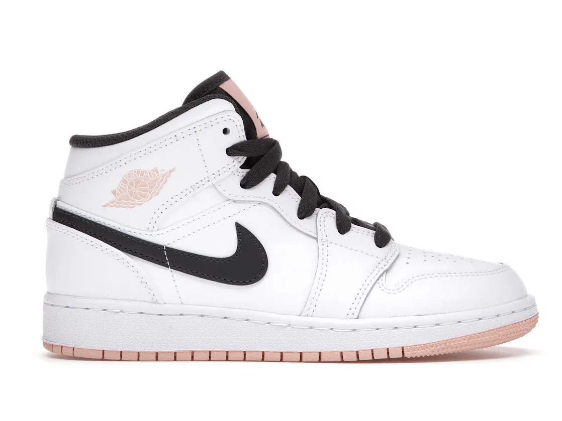 Детские кроссовки с перфорированным носком Jordan 1 Mid Jordan, White/Anthracite-Arctic Orange