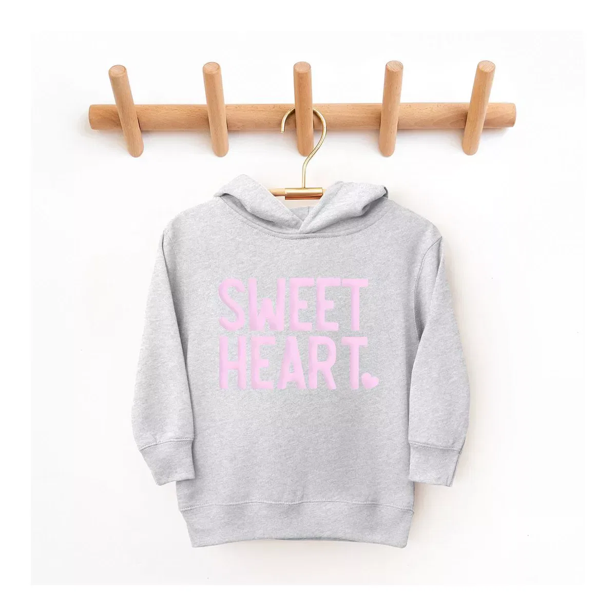 Детское худи для девочек с принтом Sweetheart Puff Print The Juniper Shop, Heather Grey