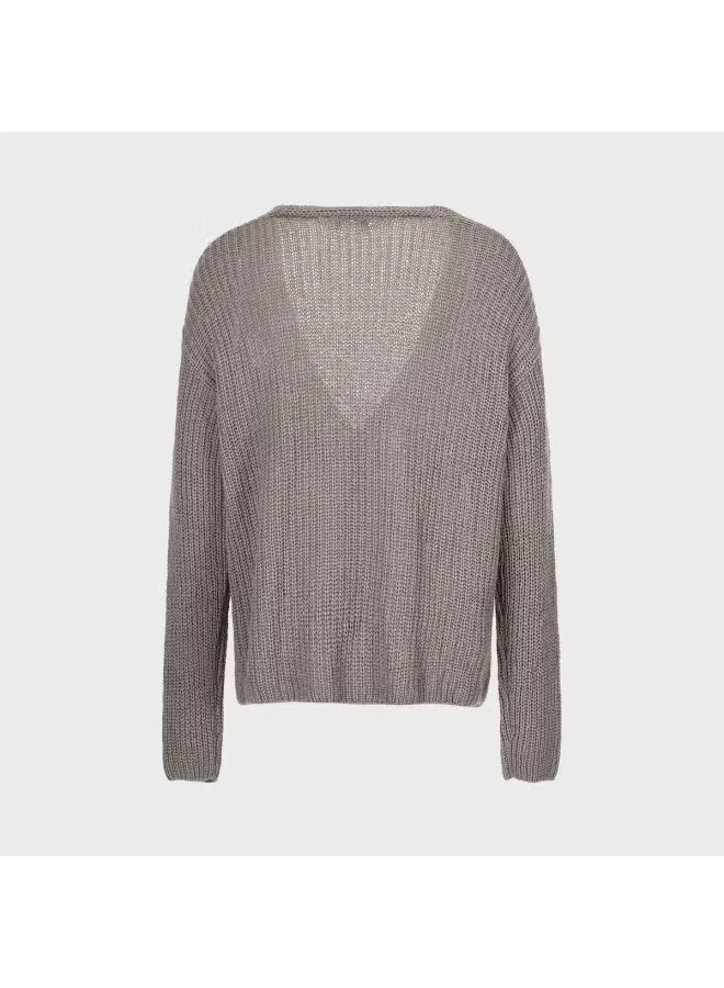 Кардиган свободного кроя с длинным рукавом и V-образным вырезом Zara, серый — фото 3