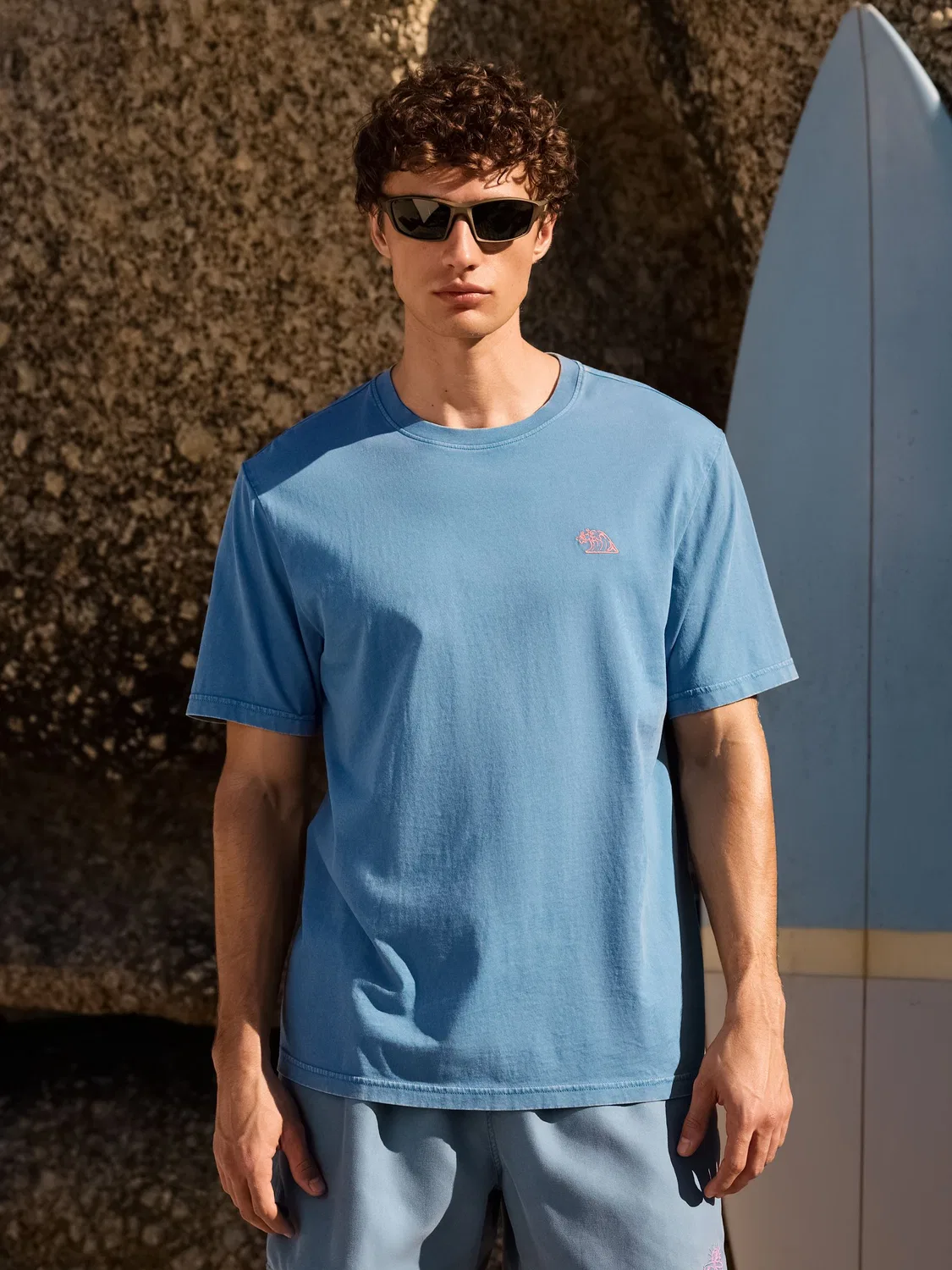Футболка с выбеленным эффектом, Lightweight Garment Dyed Next, синяя — фото 4