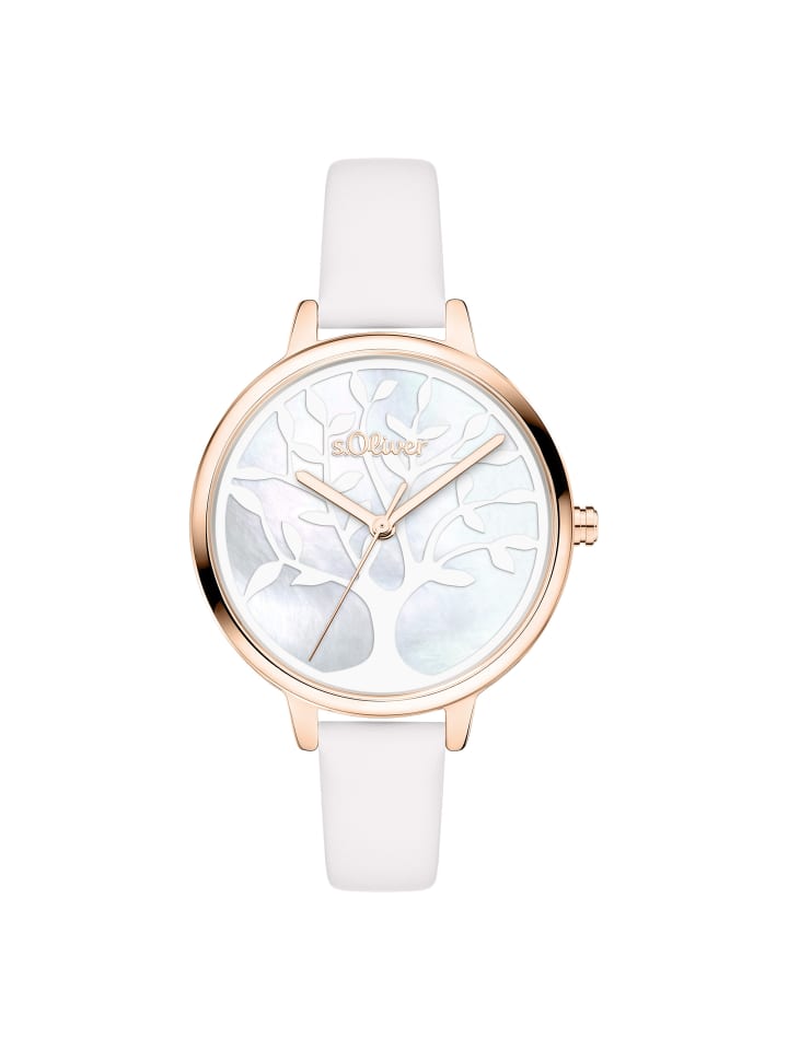 

s.Oliver Наручные часы с элегантным изображением древа жизни на перламутровом циферблате белого цвета