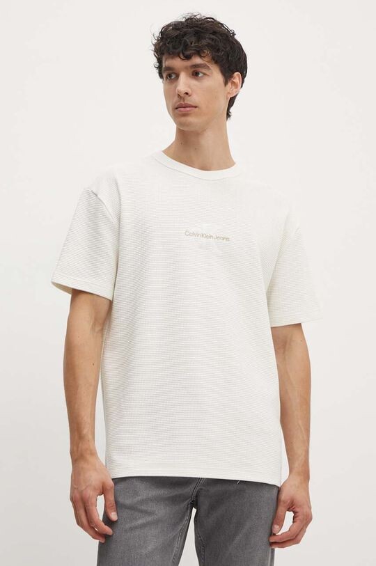

Хлопковая футболка Calvin Klein Jeans, бежевый
