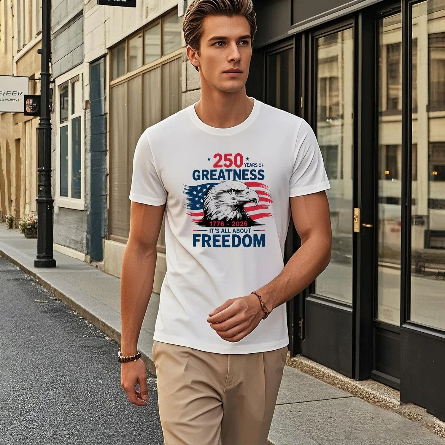 Футболка с принтом 1776-2026, Regular Fit, Shirt-003, White — фото 2