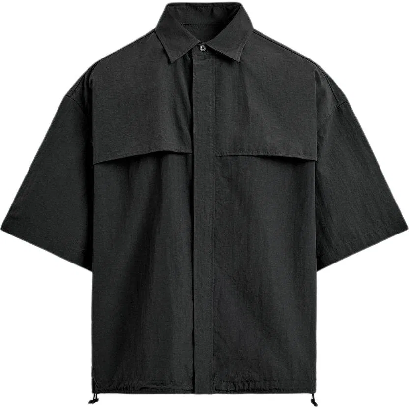 Мужская рубашка с лацканами, прямой крой, ZARA, Black