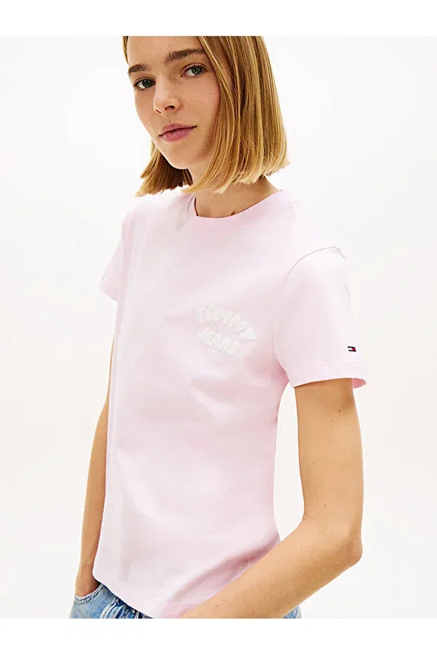 Женская футболка с принтом Tommy Hilfiger, Pearl Pink — фото 2