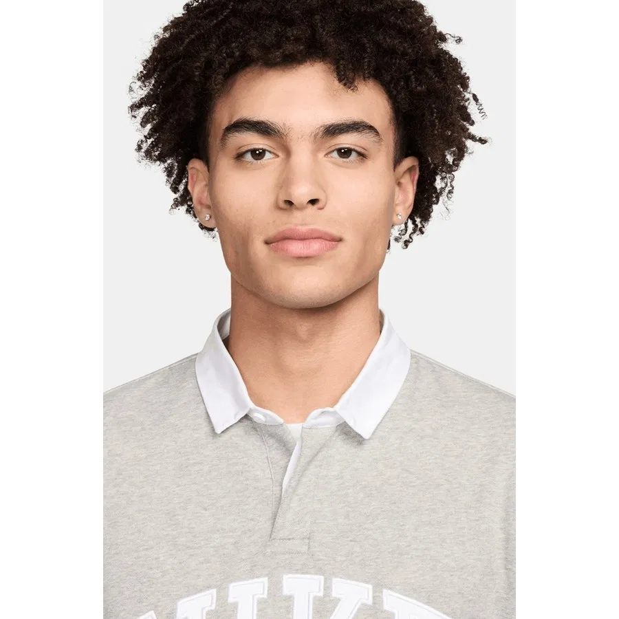 Мужской свитшот из флиса с длинным рукавом и принтом Nike Club Fleece, Серый — фото 3