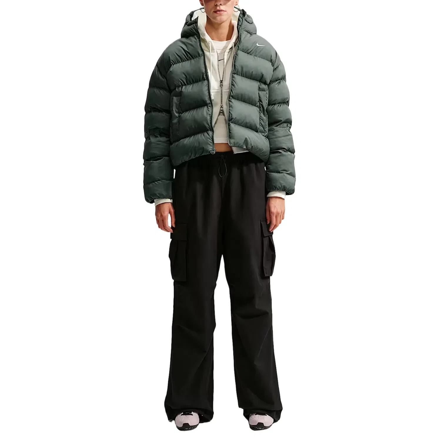 Женская куртка Sportswear Therma-FIT Jacket 'Camo Green Sail' Nike, Camo Green/Sail — фото 3