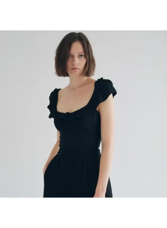 Топ на бретелях с рюшами Zara, черный — фото 2