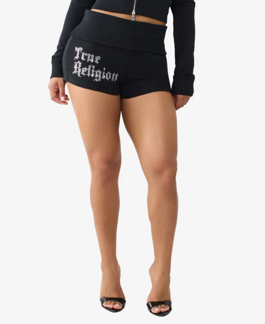 Шорты с кристаллами Crystal Foldover True Religion, Jet Black