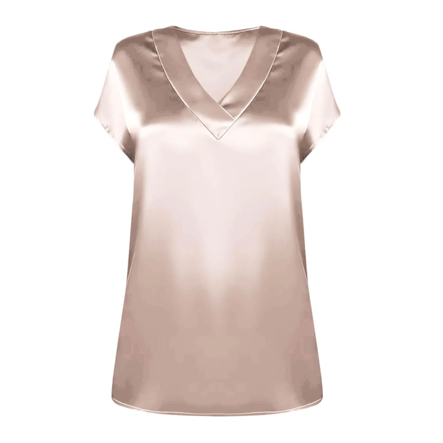 Женская блузка с коротким рукавом из шелкового сатина, Pink Satin Blouses for Women — фото 3