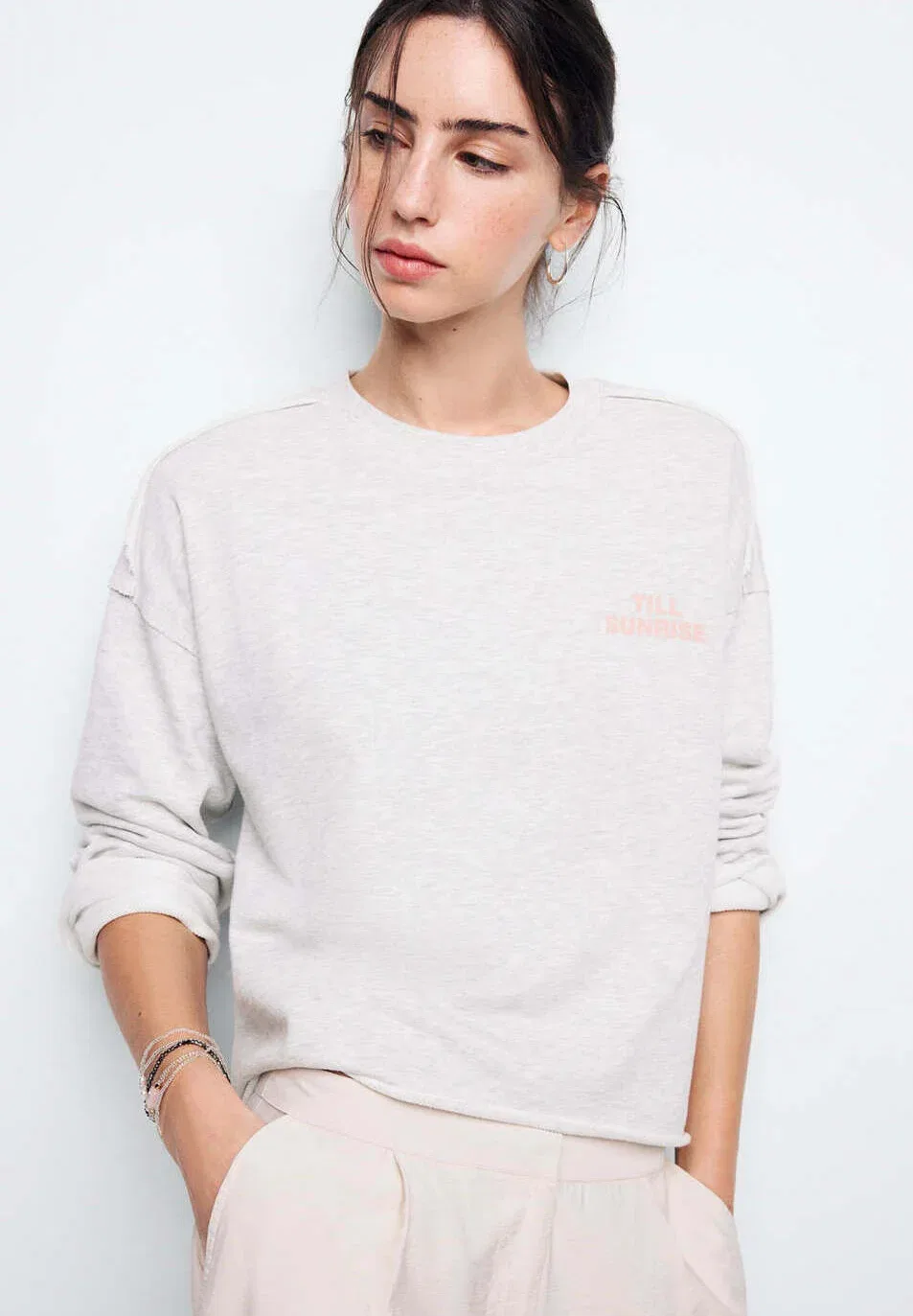 Подростковая толстовка Mango Kids, Light Grey — фото 3