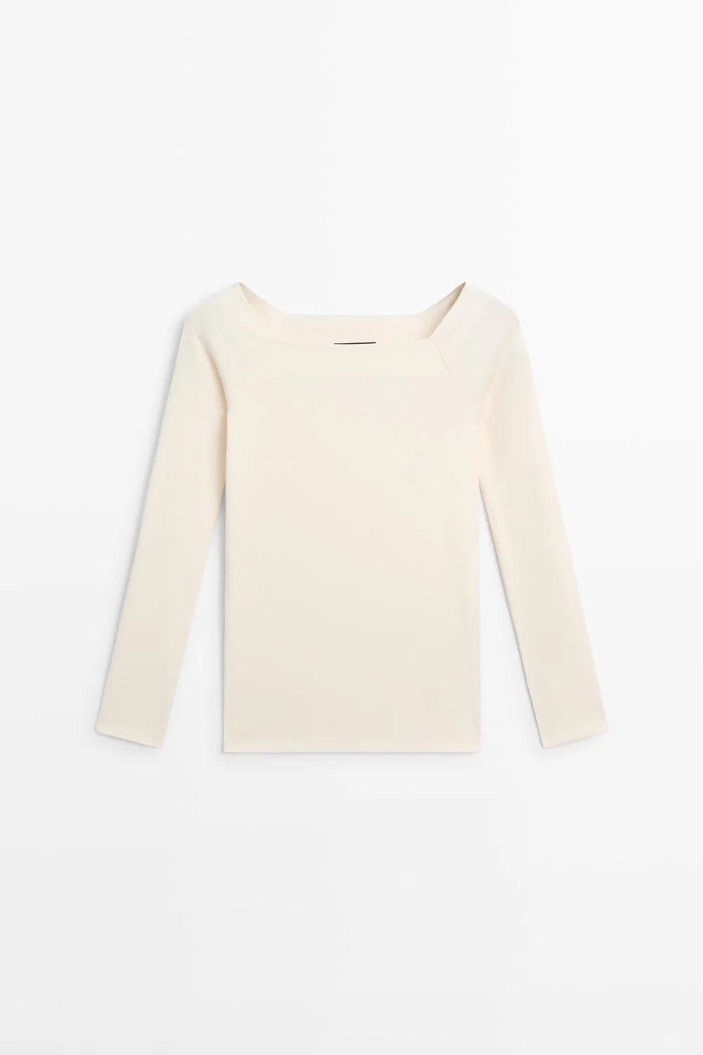 Лонгслив Massimo Dutti Stretch, кремовый — фото 2