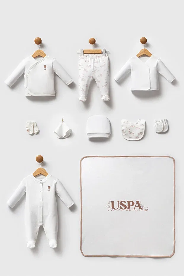Детский комплект для новорожденных хлопковый U.S. Polo Assn., White
