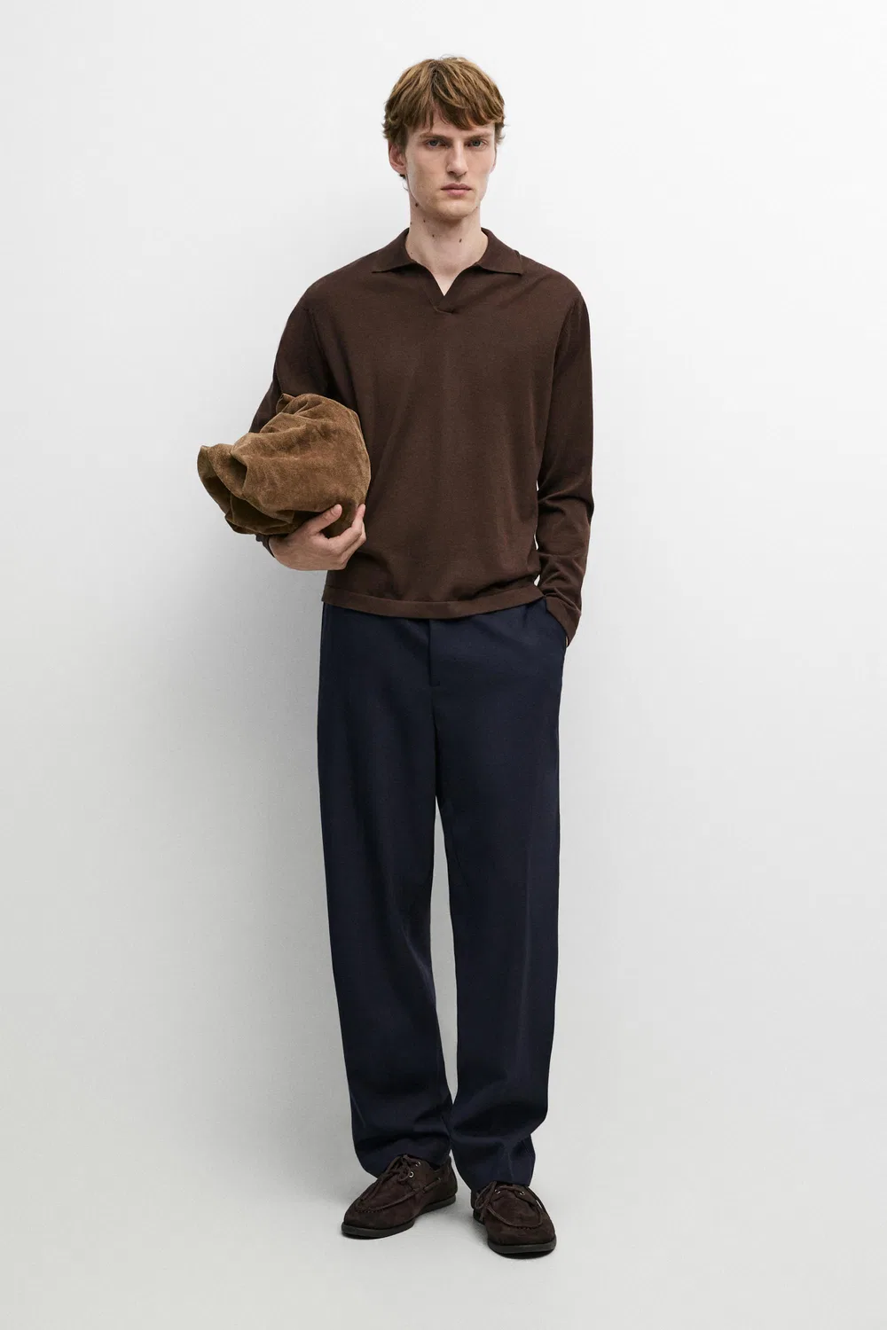 Брюки Massimo Dutti, из прохладной шерсти с текстурой, глубокий синий — фото 2