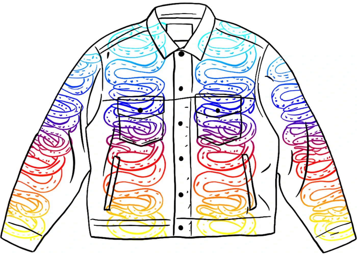 Мужская джинсовая куртка с принтом Snake Denim Trucker Jacket Supreme, White