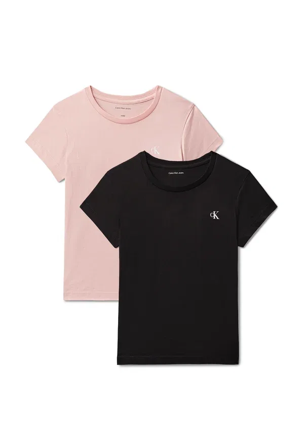 Комплект из 2 однотонных футболок Calvin Klein Jeans, черный/светло-розовый — фото 4