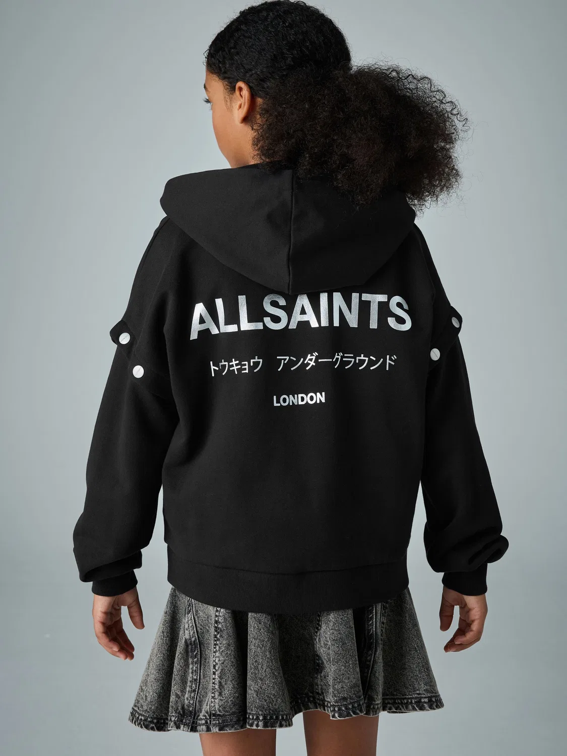 Худи All Saints Black Amphia Underground Zip, черный — фото 3