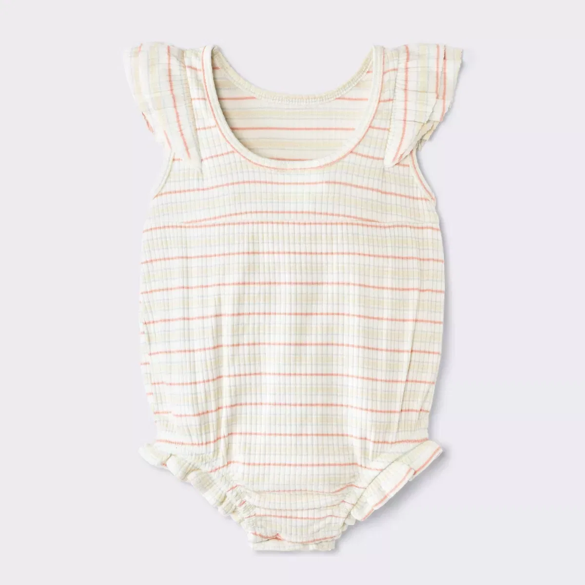 Детское боди-комбинезон с принтом Ruffle Tank Romper NEWBORN, Cream — фото 2