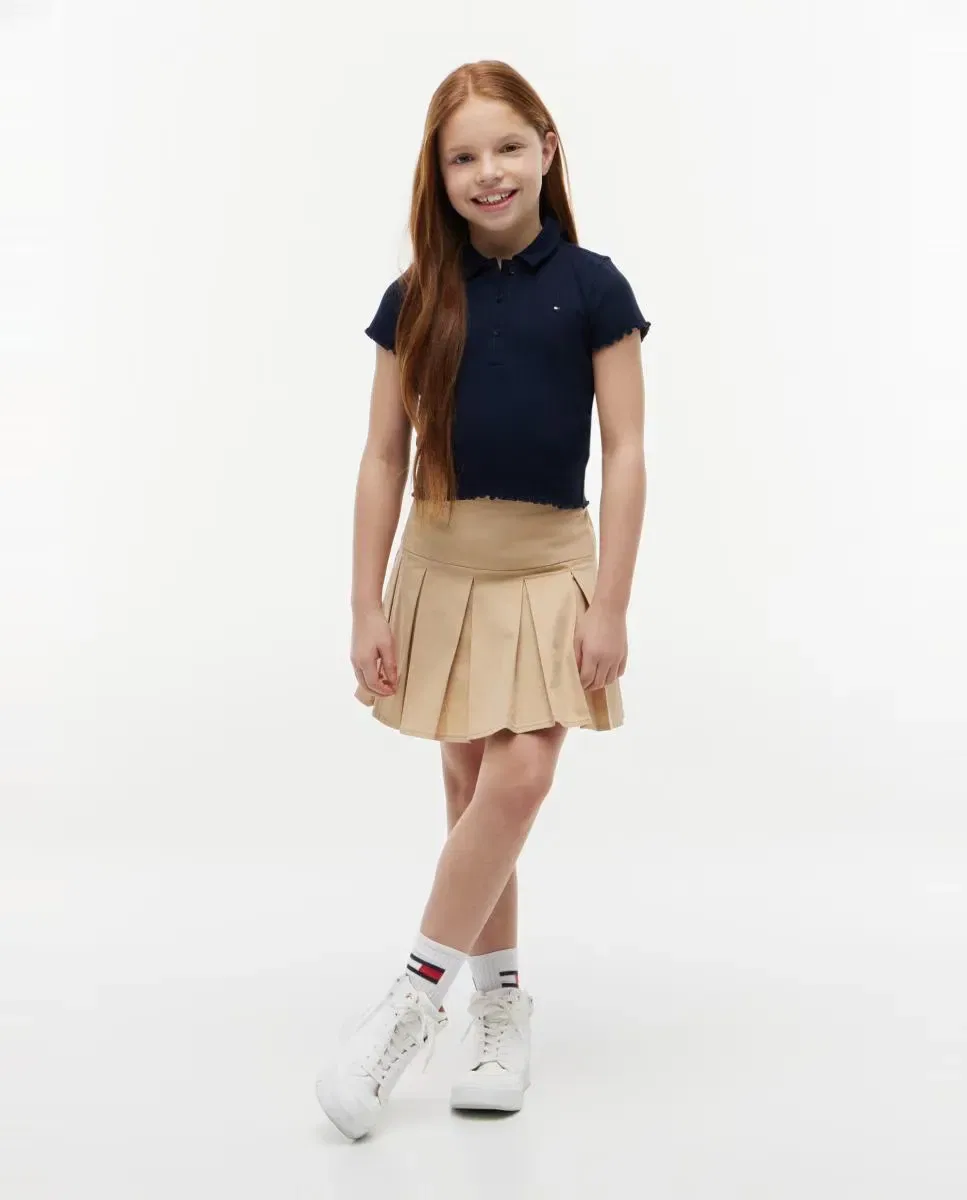 Детское поло для девочек с кружевной вязкой Tommy Hilfiger, Синий