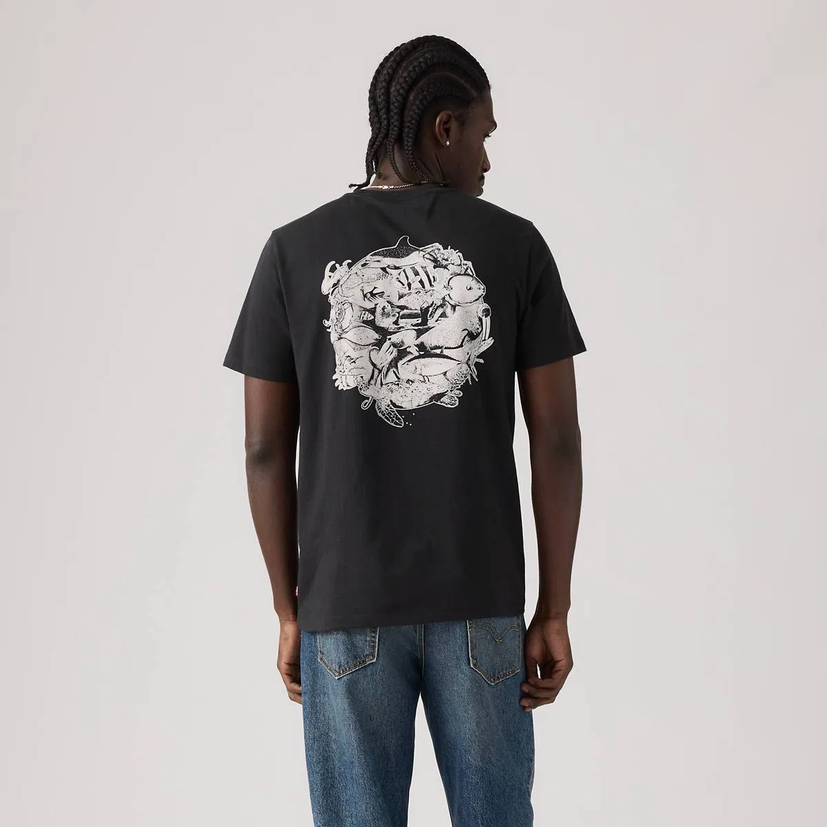 Стандартная классическая футболка с графическим принтом Levi's, Levis Aquatic Jet Black - Black — фото 4