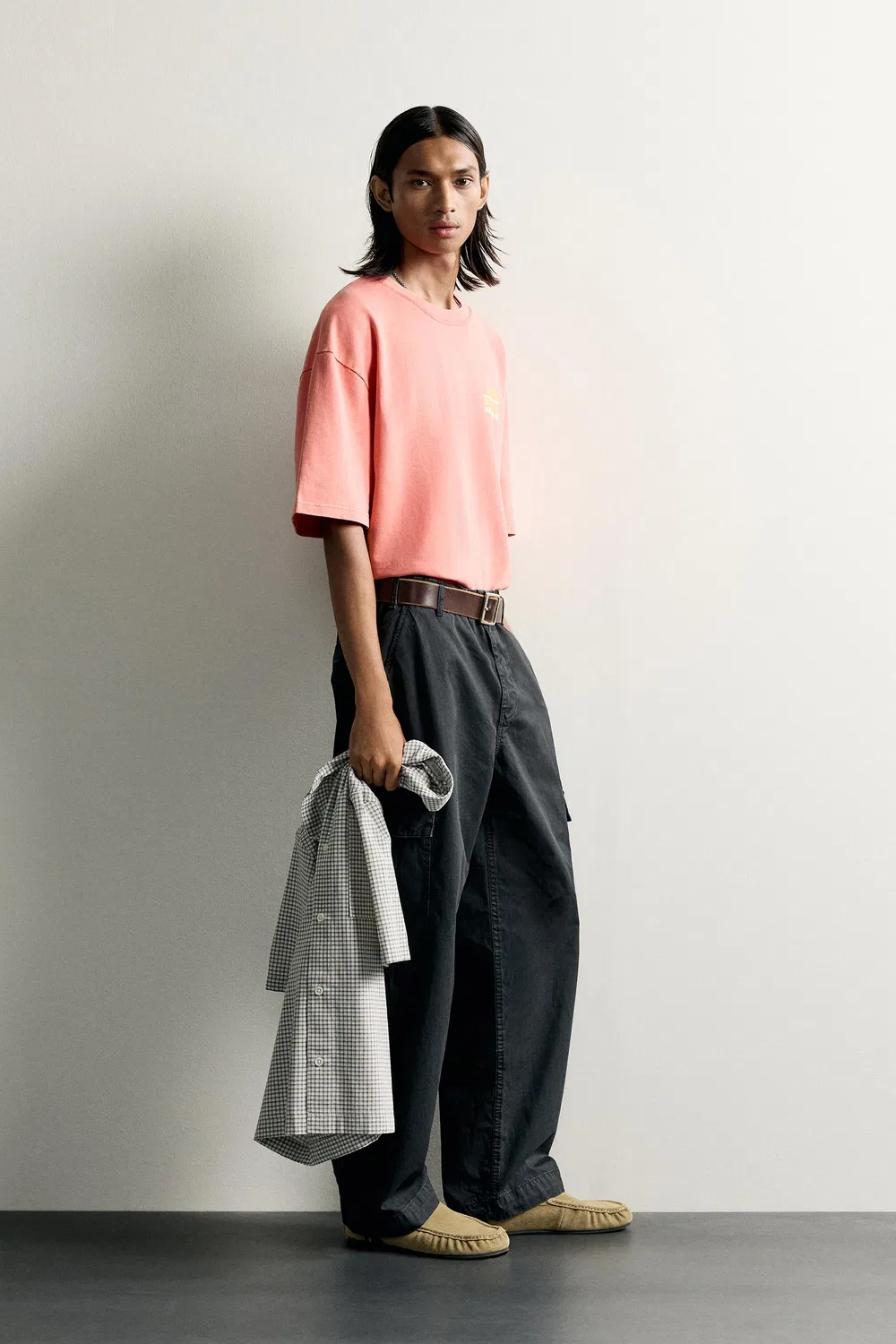Свитшот с принтом и надписью, прошедший предварительную обработку. ZARA, Faded pink — фото 4