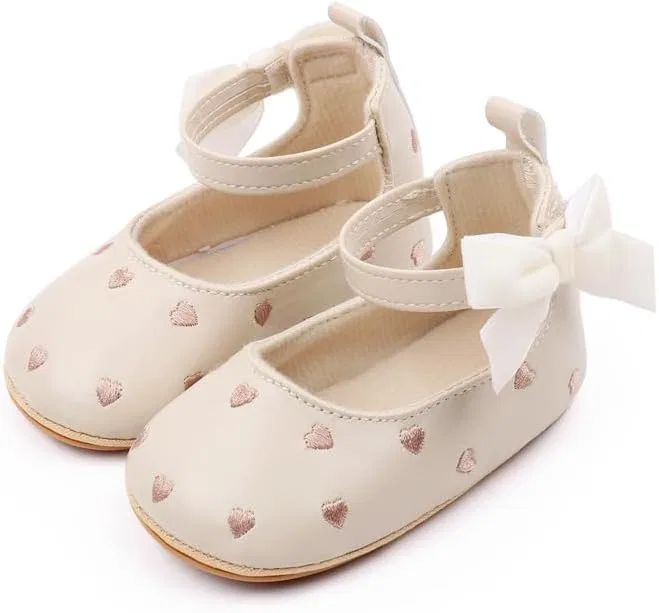 Детские туфли Мэри Джейн с принтом сердца Purepips, Beige